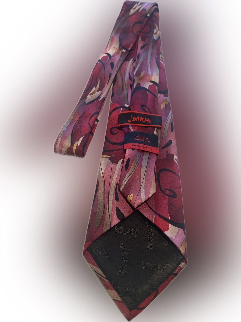 J. Garcia Burgundy and Black Swirl Silk Tie
